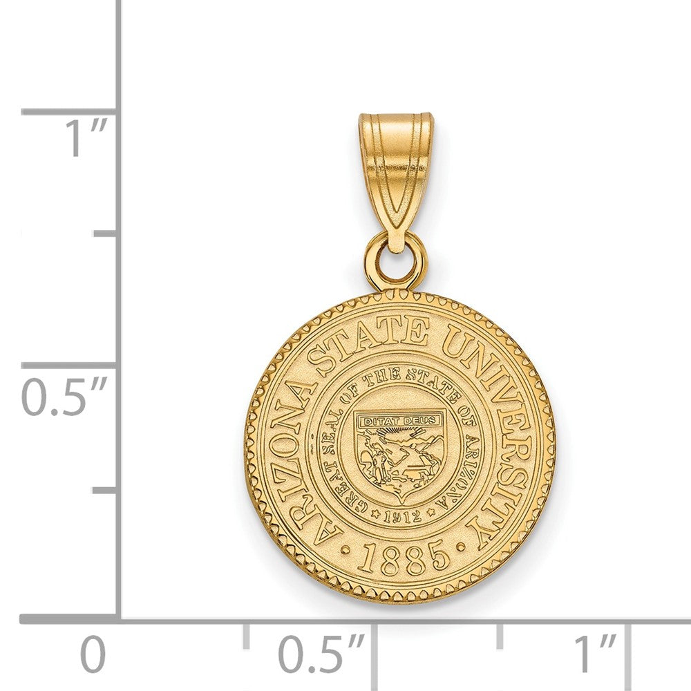 Gold Plated Sterling Silver Logoart Arizona State University Medium Crest Pendant