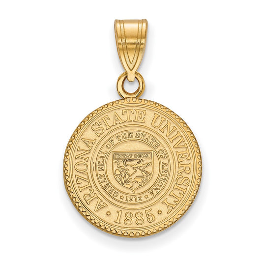 Gold Plated Sterling Silver Logoart Arizona State University Medium Crest Pendant