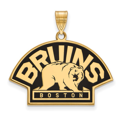 Gold Plated Sterling Silver Nhl Logoart Boston Bruins Large Enameled Pendant