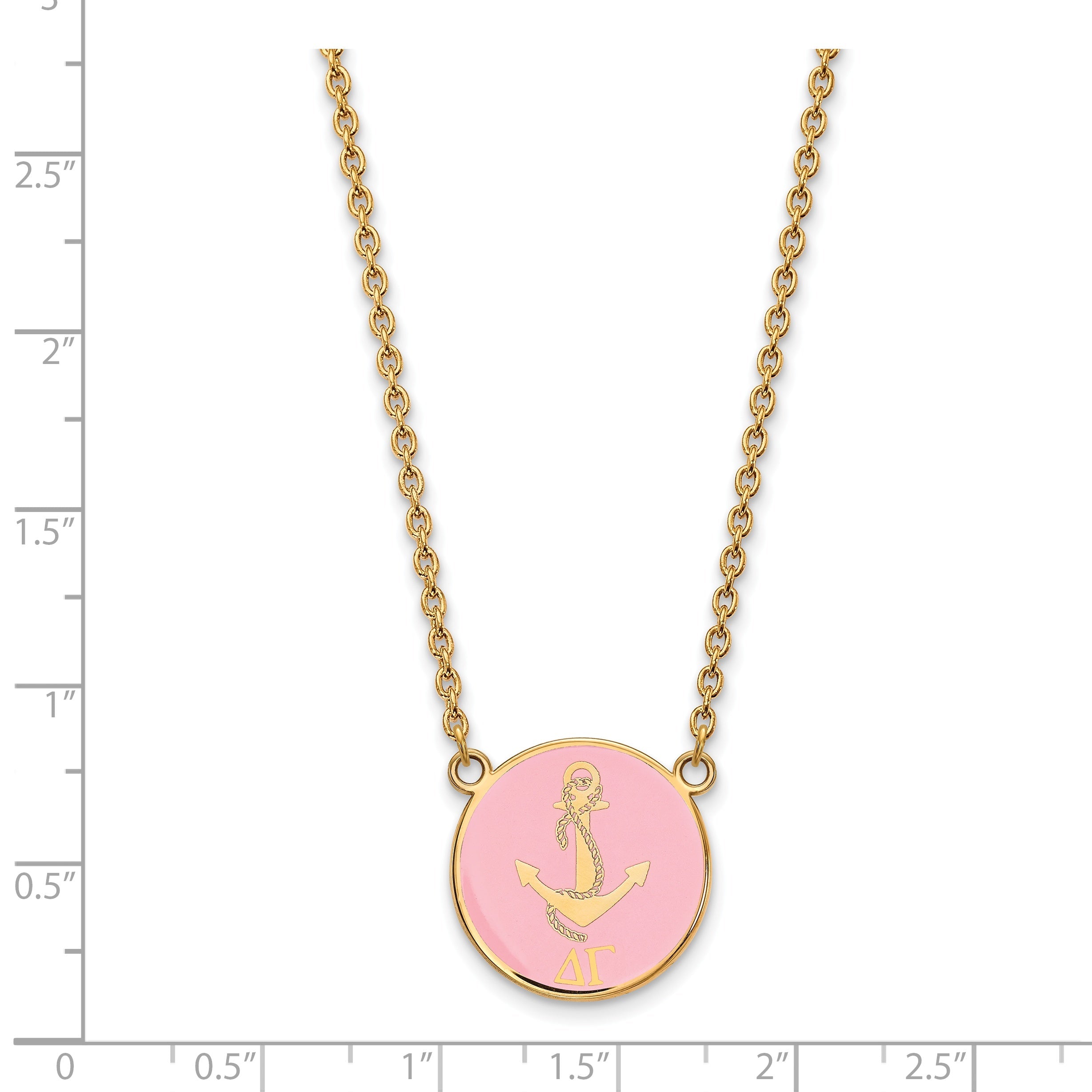Gold Plated Sterling Silver Logoart Delta Gamma Sorority Symbol Large Color Enamel Pendant 18 Inch Necklace