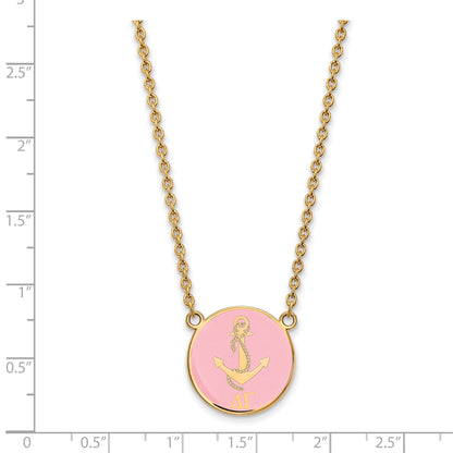Gold Plated Sterling Silver Logoart Delta Gamma Sorority Symbol Large Color Enamel Pendant 18 Inch Necklace