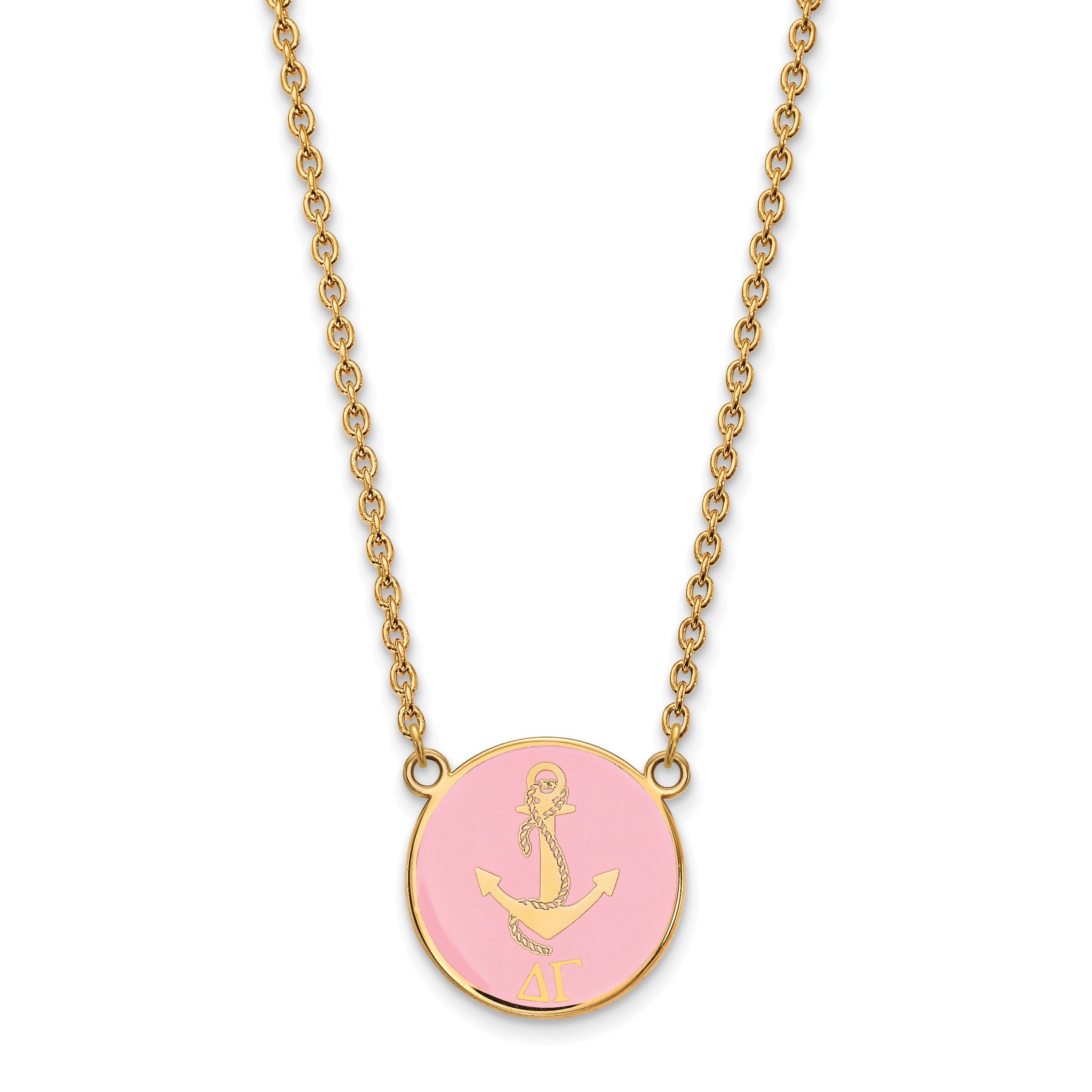 Gold Plated Sterling Silver Logoart Delta Gamma Sorority Symbol Large Color Enamel Pendant 18 Inch Necklace