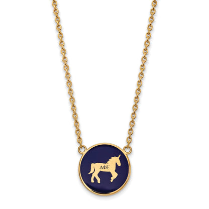 Gold Plated Sterling Silver Logoart Delta Phi Epsilon Sorority Symbol Large Color Enamel Pendant 18 Inch Necklace