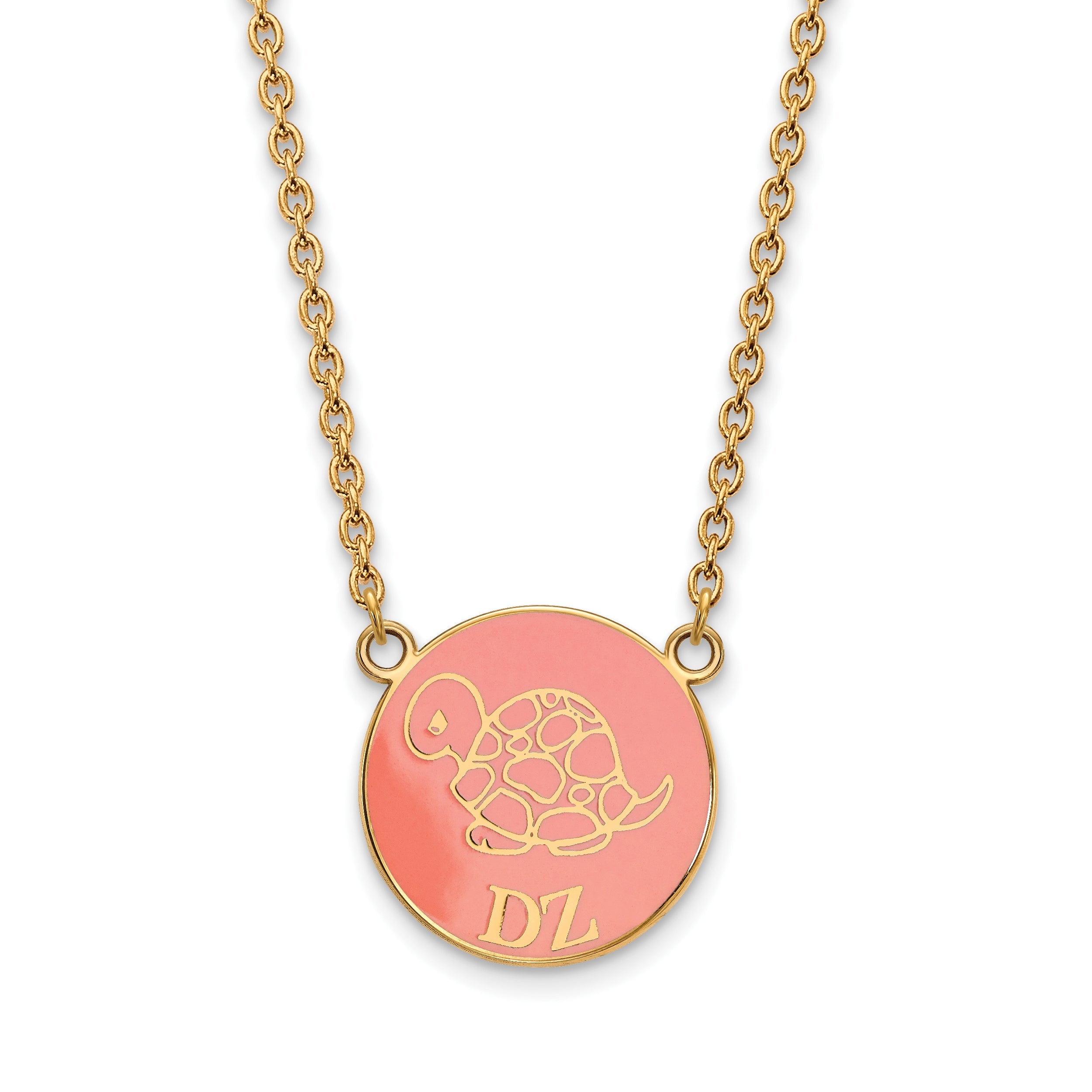 Gold Plated Sterling Silver Logoart Delta Zeta Sorority Symbol Large Color Enamel Pendant 18 Inch Necklace