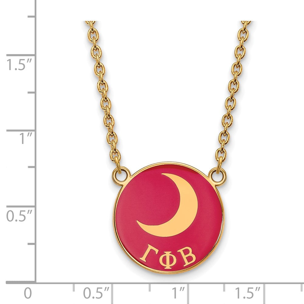 Gold Plated Sterling Silver Logoart Gamma Phi Beta Sorority Symbol Large Color Enamel Pendant 18 Inch Necklace