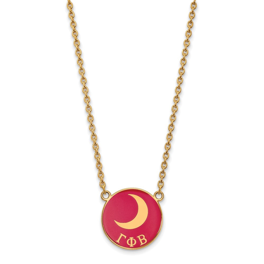 Gold Plated Sterling Silver Logoart Gamma Phi Beta Sorority Symbol Large Color Enamel Pendant 18 Inch Necklace