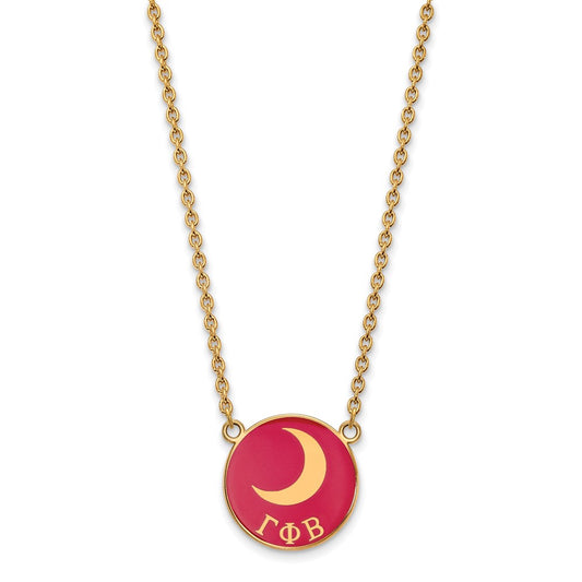 Gold Plated Sterling Silver Logoart Gamma Phi Beta Sorority Symbol Large Color Enamel Pendant 18 Inch Necklace