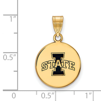 Gold Plated Sterling Silver Logoart Iowa State University Medium Enameled Disc Pendant