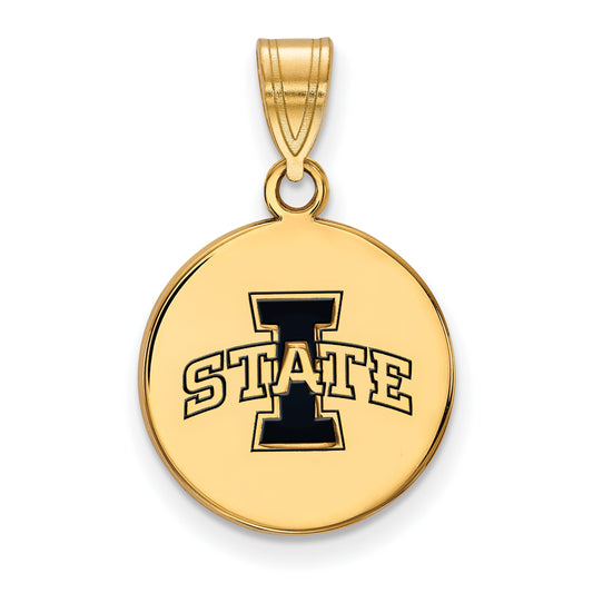 Gold Plated Sterling Silver Logoart Iowa State University Medium Enameled Disc Pendant
