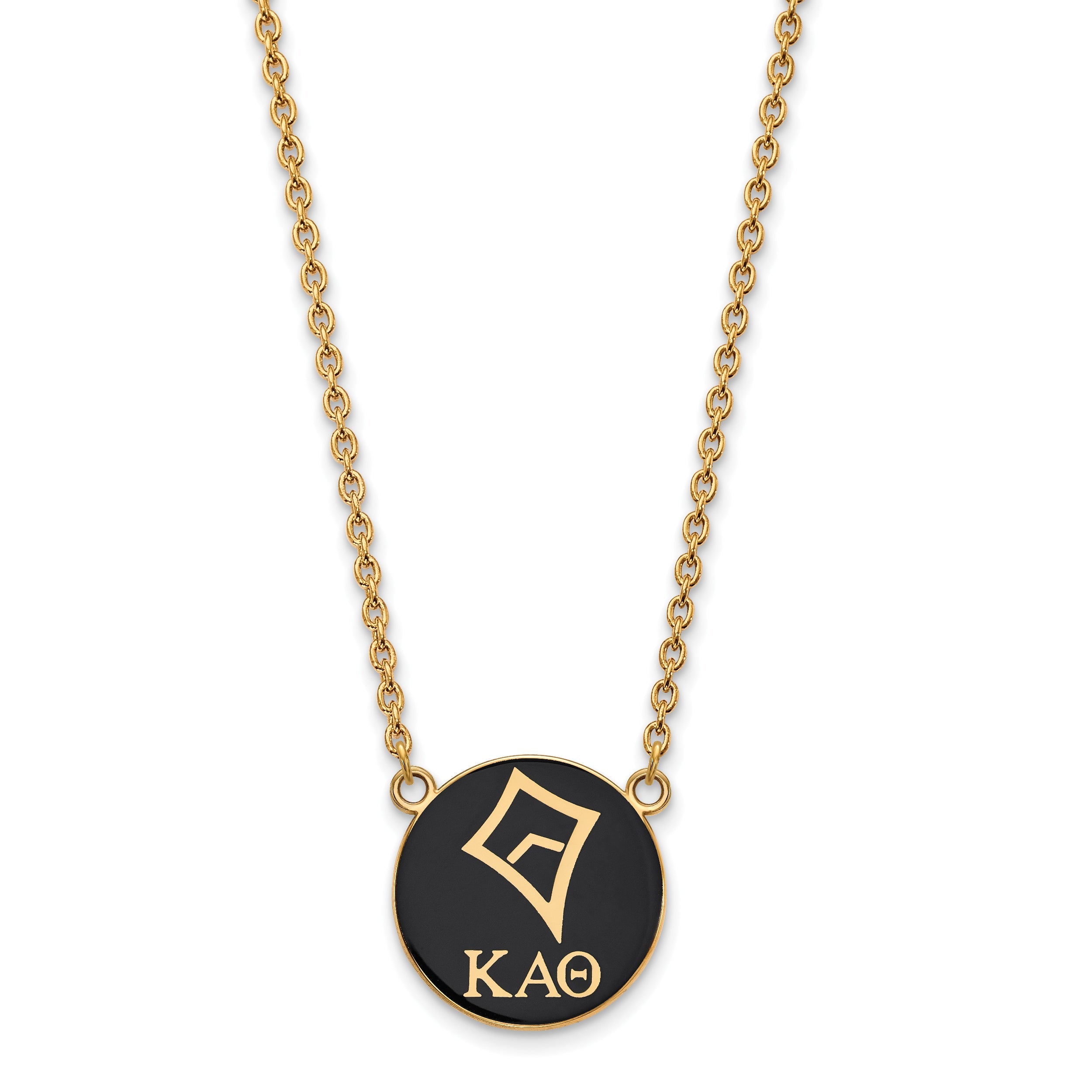 Gold Plated Sterling Silver Logoart Kappa Alpha Theta Sorority Symbol Large Color Enamel Pendant 18 Inch Necklace