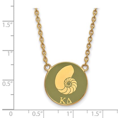 Gold Plated Sterling Silver Logoart Kappa Delta Sorority Symbol Large Color Enamel Pendant 18 Inch Necklace