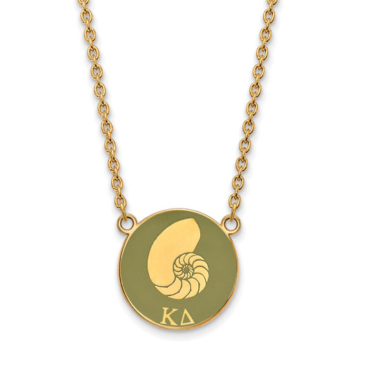Gold Plated Sterling Silver Logoart Kappa Delta Sorority Symbol Large Color Enamel Pendant 18 Inch Necklace