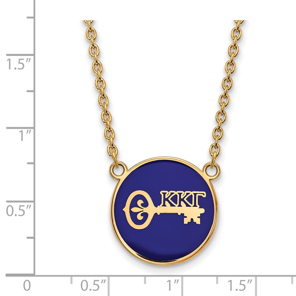 Gold Plated Sterling Silver Logoart Kappa Gamma Sorority Symbol Large Color Enamel Pendant 18 Inch Necklace