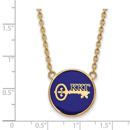 Gold Plated Sterling Silver Logoart Kappa Gamma Sorority Symbol Large Color Enamel Pendant 18 Inch Necklace
