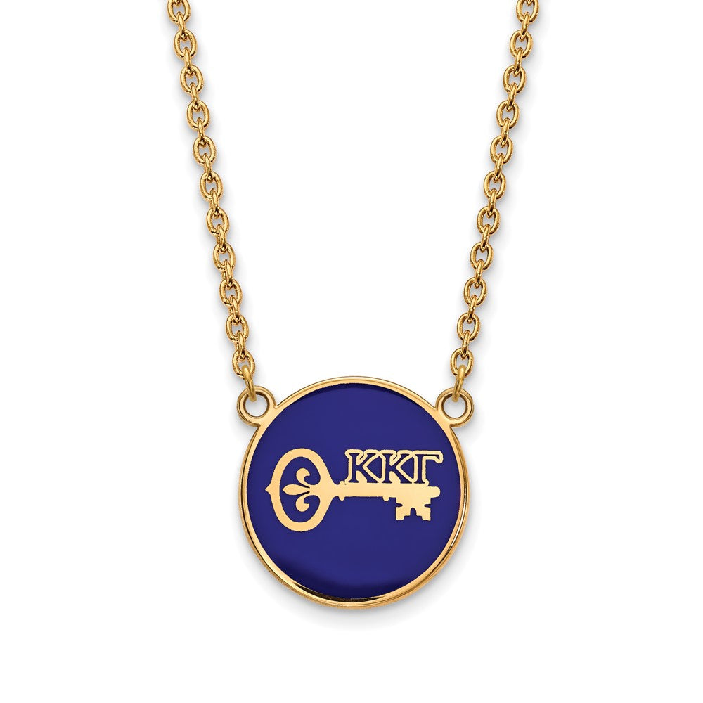 Gold Plated Sterling Silver Logoart Kappa Gamma Sorority Symbol Large Color Enamel Pendant 18 Inch Necklace