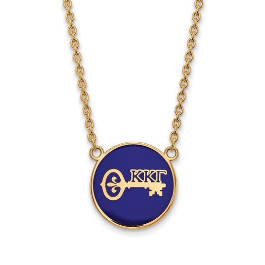 Gold Plated Sterling Silver Logoart Kappa Gamma Sorority Symbol Large Color Enamel Pendant 18 Inch Necklace
