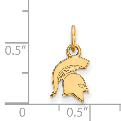 Gold Plated Sterling Silver Logoart Michigan State University Spartan Extra Small Pendant
