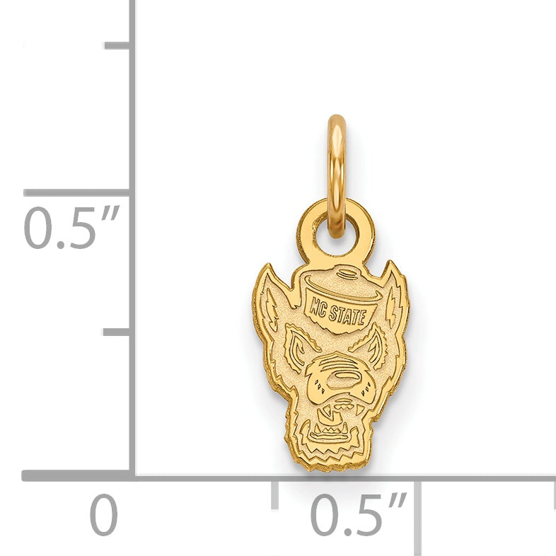 14K Yellow Gold Logoart North Carolina State University Wolf Extra Small Pendant