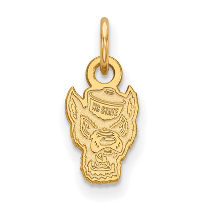14K Yellow Gold Logoart North Carolina State University Wolf Extra Small Pendant