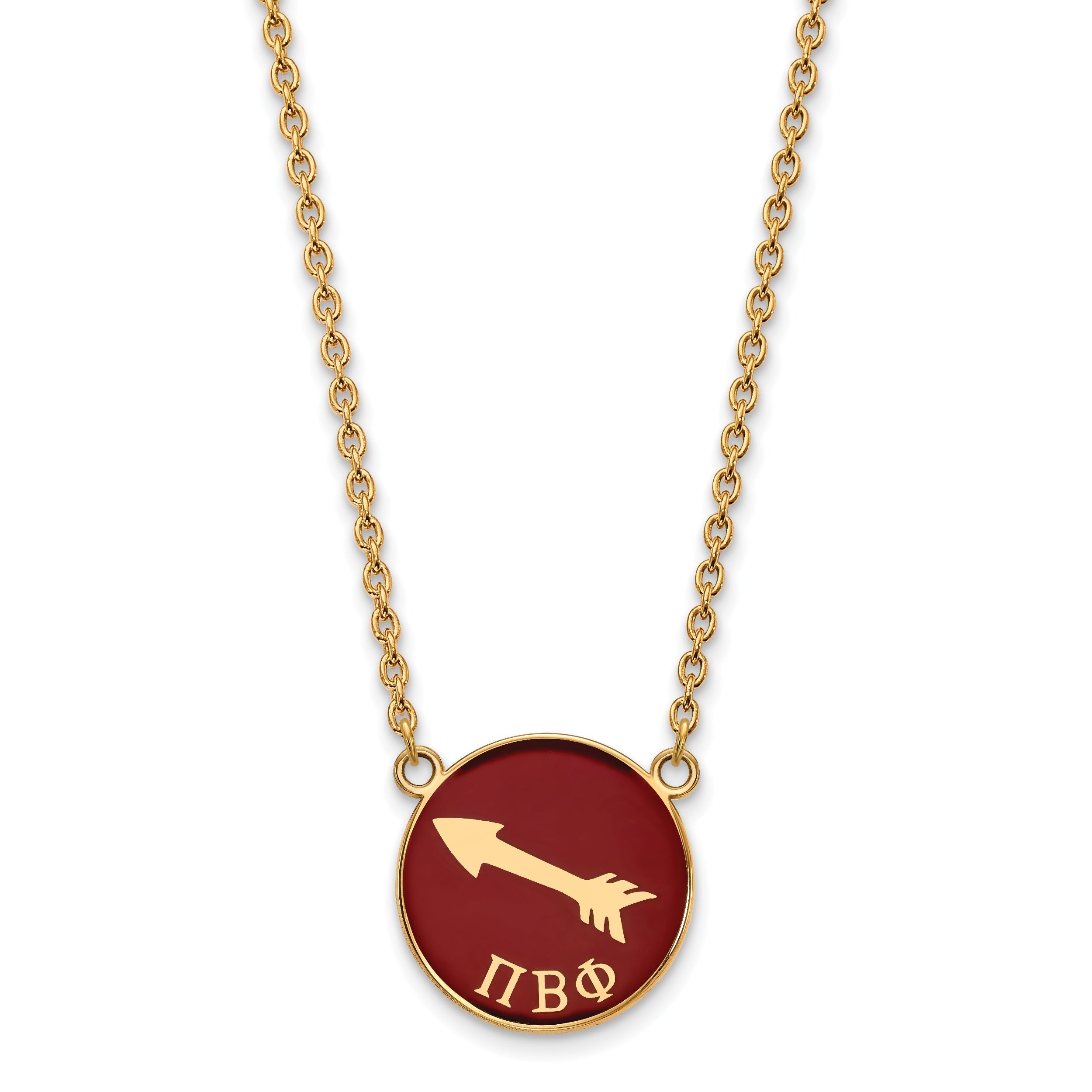 Gold Plated Sterling Silver Logoart Pi Beta Phi Sorority Symbol Large Color Enamel Pendant 18 Inch Necklace