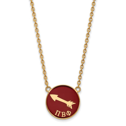 Gold Plated Sterling Silver Logoart Pi Beta Phi Sorority Symbol Large Color Enamel Pendant 18 Inch Necklace