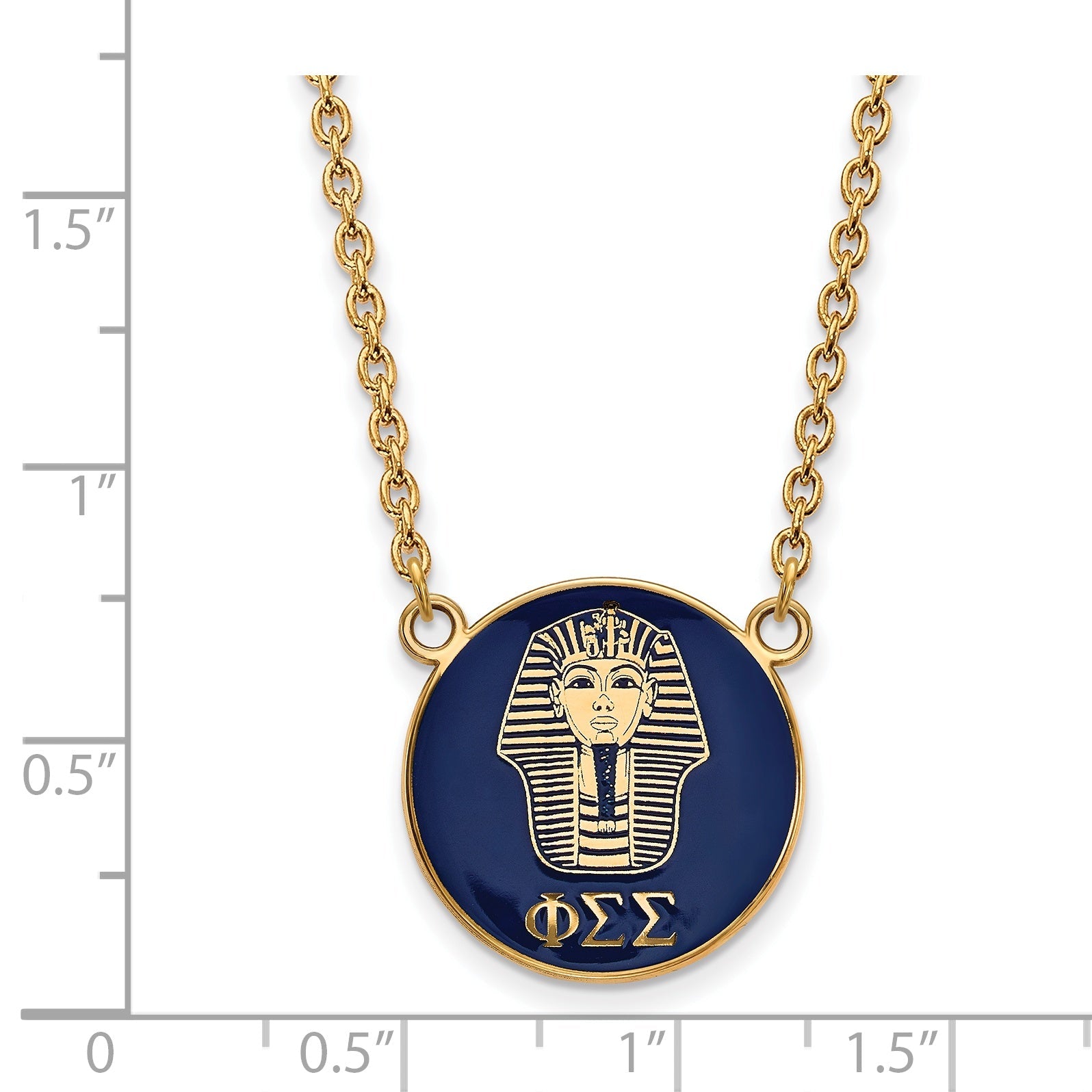 Gold Plated Sterling Silver Logoart Phi Sigma Sorority Symbol Large Color Enamel Pendant 18 Inch Necklace