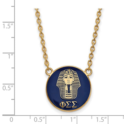 Gold Plated Sterling Silver Logoart Phi Sigma Sorority Symbol Large Color Enamel Pendant 18 Inch Necklace