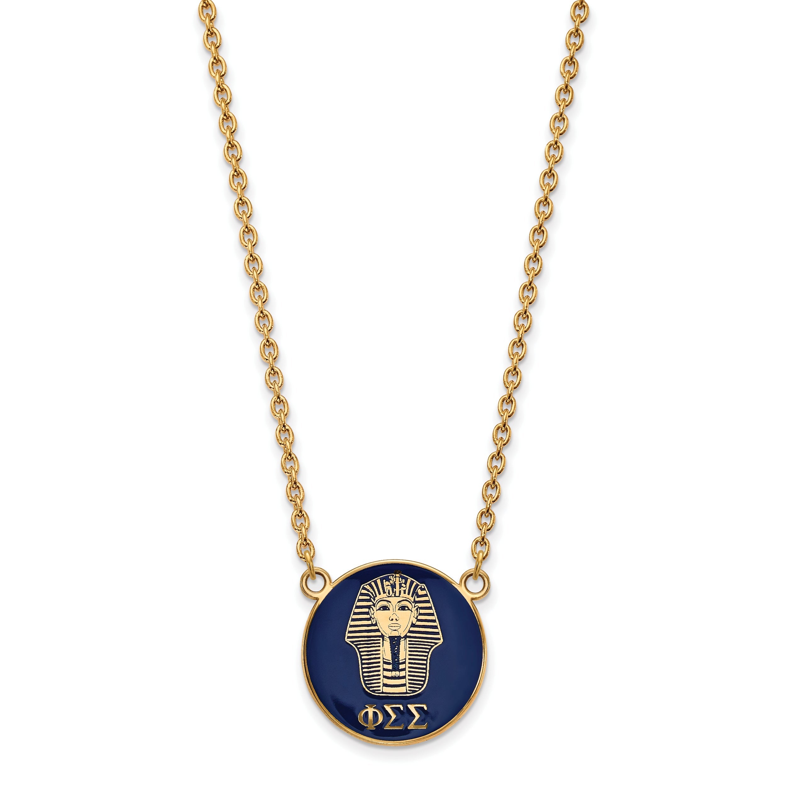Gold Plated Sterling Silver Logoart Phi Sigma Sorority Symbol Large Color Enamel Pendant 18 Inch Necklace