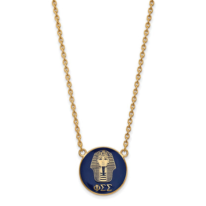 Gold Plated Sterling Silver Logoart Phi Sigma Sorority Symbol Large Color Enamel Pendant 18 Inch Necklace