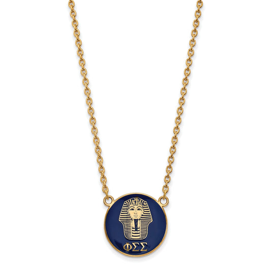 Gold Plated Sterling Silver Logoart Phi Sigma Sorority Symbol Large Color Enamel Pendant 18 Inch Necklace