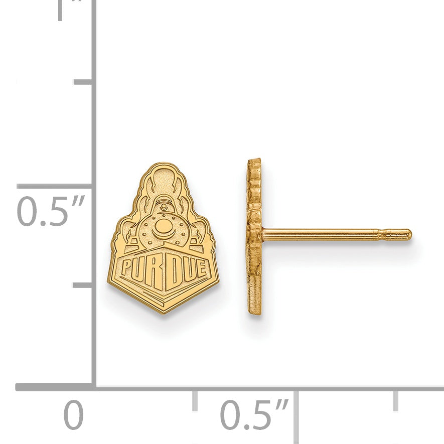 14K Yellow Gold Logoart Purdue University Boilermakers Train Logo Extra Small Post Earrings