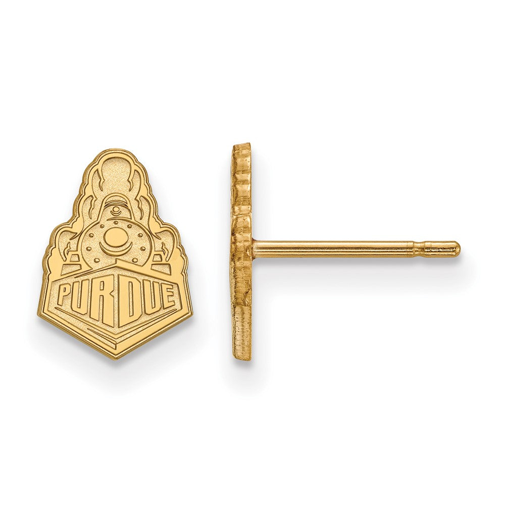 10K Yellow Gold Logoart Purdue University Boilermakers Train Logo Extra Small Post Earrings