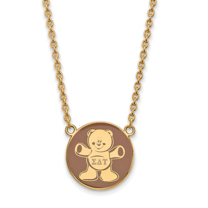 Gold Plated Sterling Silver Logoart Sigma Delta Tau Sorority Symbol Large Color Enamel Pendant 18 Inch Necklace