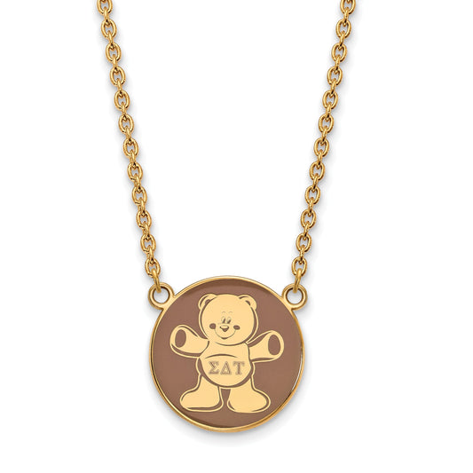 Gold Plated Sterling Silver Logoart Sigma Delta Tau Sorority Symbol Large Color Enamel Pendant 18 Inch Necklace