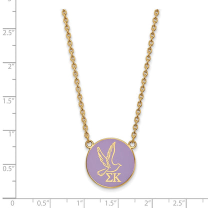 Gold Plated Sterling Silver Logoart Sigma Kappa Sorority Symbol Large Color Enamel Pendant 18 Inch Necklace