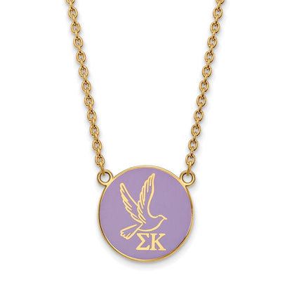 Gold Plated Sterling Silver Logoart Sigma Kappa Sorority Symbol Large Color Enamel Pendant 18 Inch Necklace