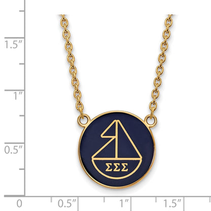 Gold Plated Sterling Silver Logoart Sigma Sorority Symbol Large Color Enamel Pendant 18 Inch Necklace