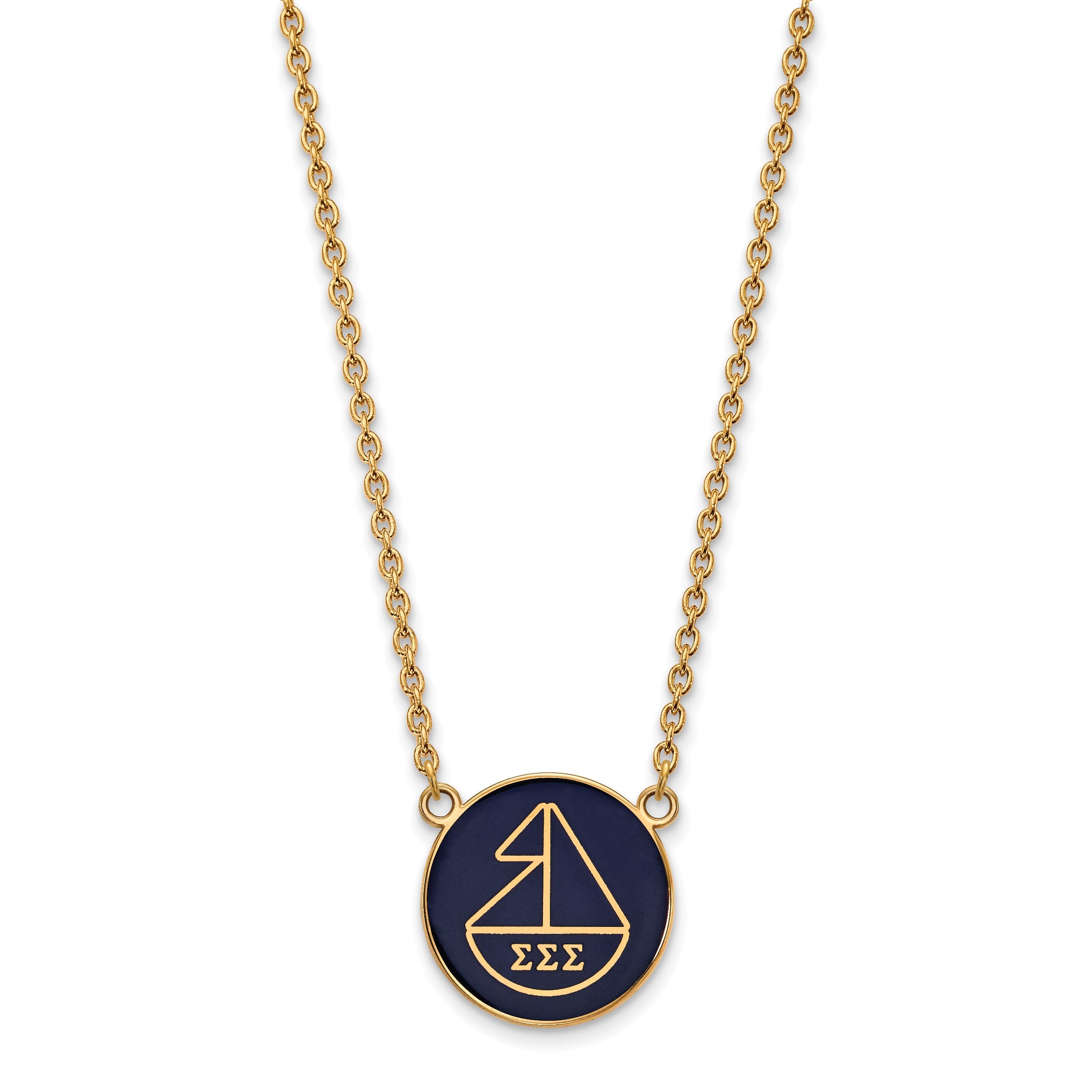 Gold Plated Sterling Silver Logoart Sigma Sorority Symbol Large Color Enamel Pendant 18 Inch Necklace