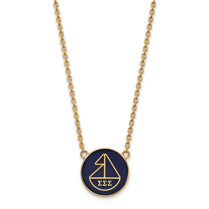 Gold Plated Sterling Silver Logoart Sigma Sorority Symbol Large Color Enamel Pendant 18 Inch Necklace