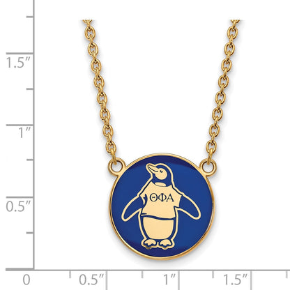 Gold Plated Sterling Silver Logoart Theta Phi Alpha Sorority Symbol Large Color Enamel Pendant 18 Inch Necklace