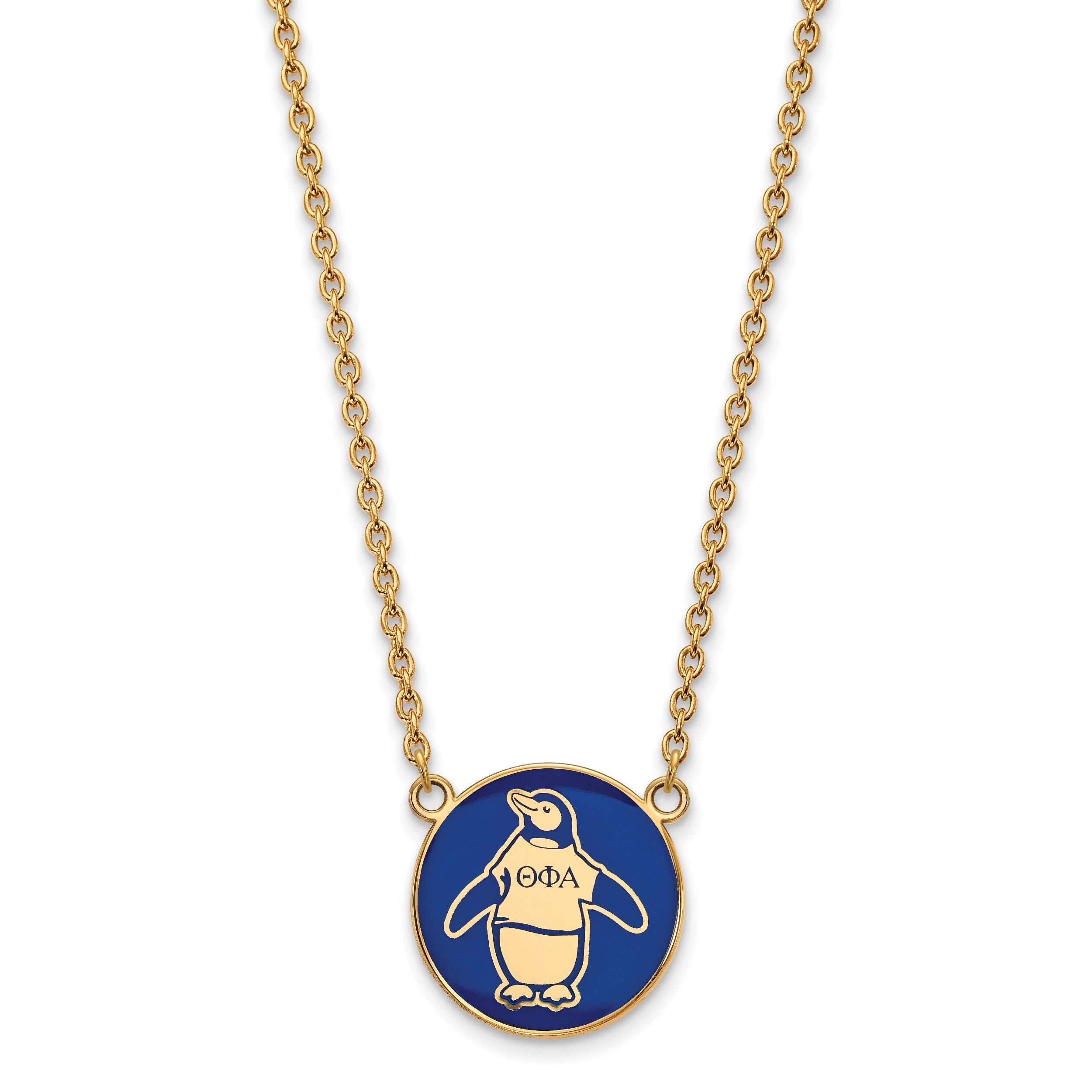 Gold Plated Sterling Silver Logoart Theta Phi Alpha Sorority Symbol Large Color Enamel Pendant 18 Inch Necklace