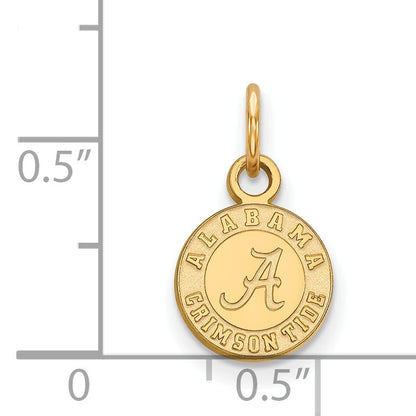 Gold Plated Sterling Silver Logoart University Of Alabama Crimson Tide Extra Small Disc Pendant