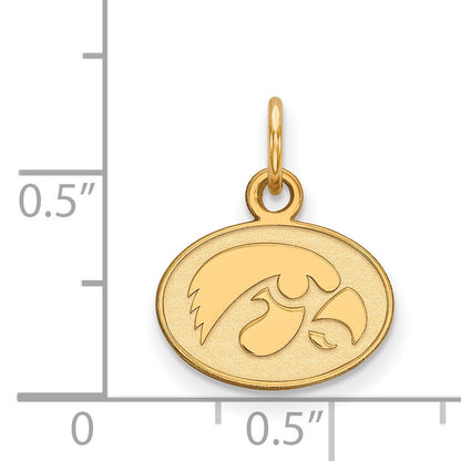 Gold Plated Sterling Silver Logoart University Of Iowa Hawk Extra Small Oval Pendant