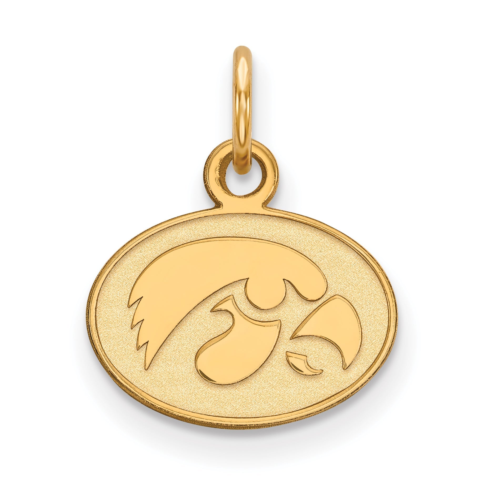 Gold Plated Sterling Silver Logoart University Of Iowa Hawk Extra Small Oval Pendant