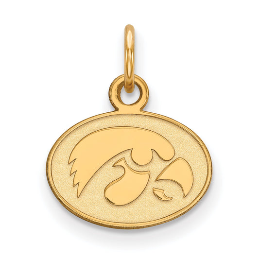 Gold Plated Sterling Silver Logoart University Of Iowa Hawk Extra Small Oval Pendant