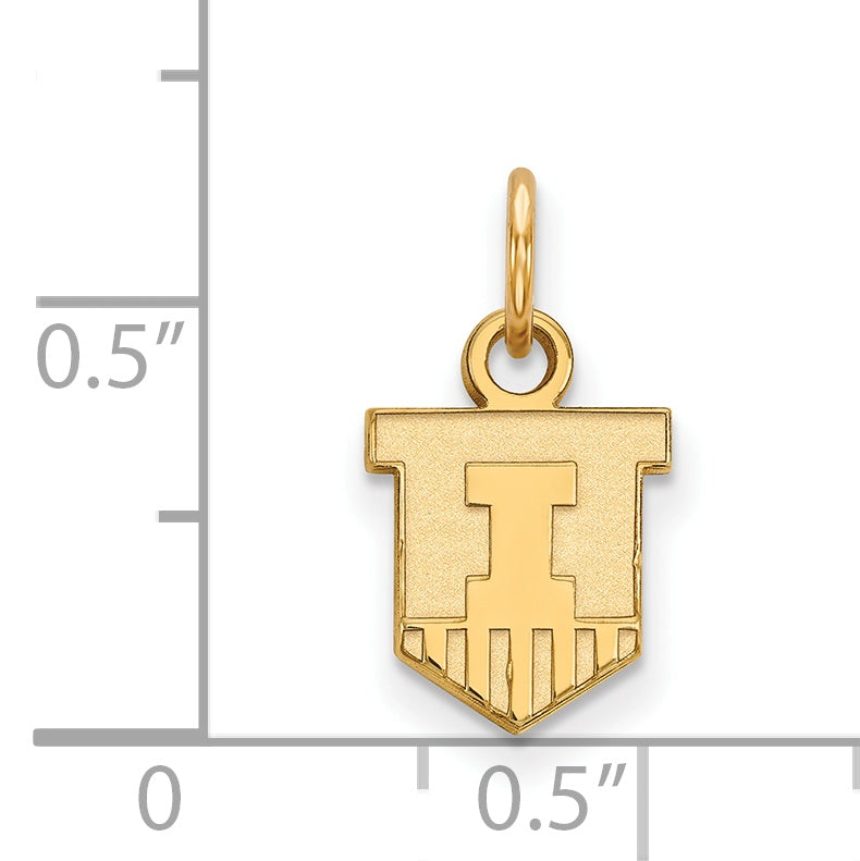 14K Yellow Gold Logoart University Of Illinois Victory Badge Extra Small Pendant