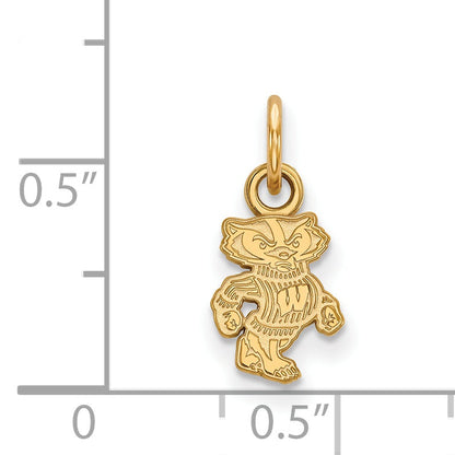 14K Yellow Gold Logoart University Of Wisconsin Badger Extra Small Pendant