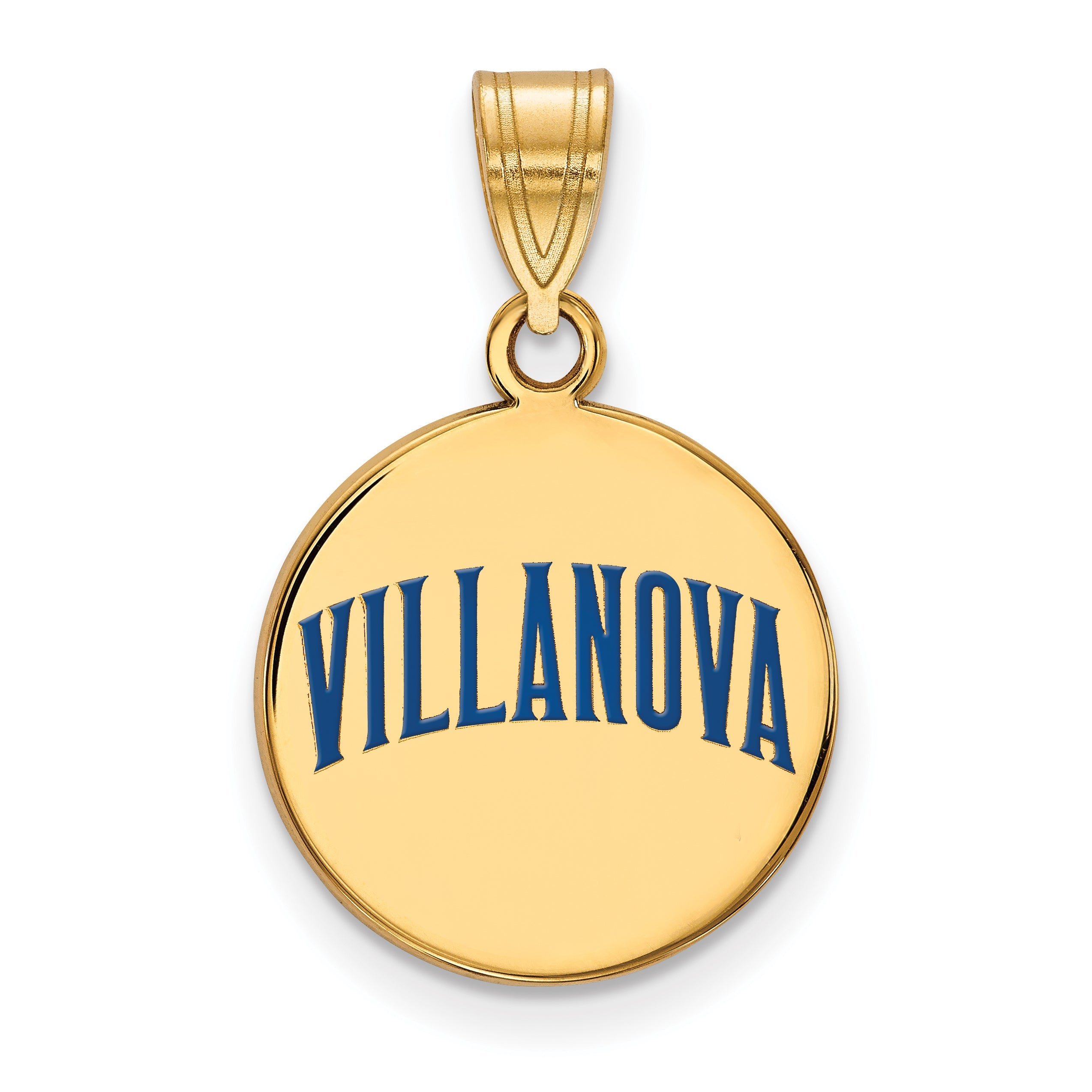 Gold Plated Sterling Silver Logoart Villanova University Medium Enameled Disc Pendant