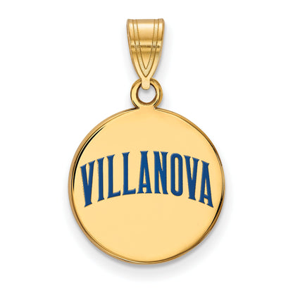 Gold Plated Sterling Silver Logoart Villanova University Medium Enameled Disc Pendant