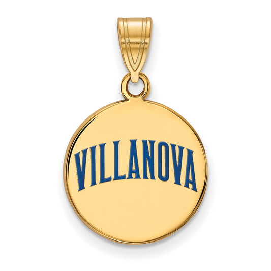 Gold Plated Sterling Silver Logoart Villanova University Medium Enameled Disc Pendant
